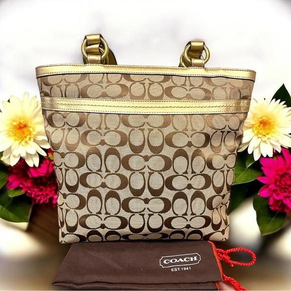 Coach Penelope Signature Jacquard Tote Bag Carryall W/ Original Dust Bag EUC - Picture 5 of 14